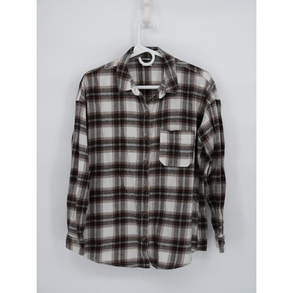 Garage Brown Plaid Flannel Button Up Shirt‎ Small